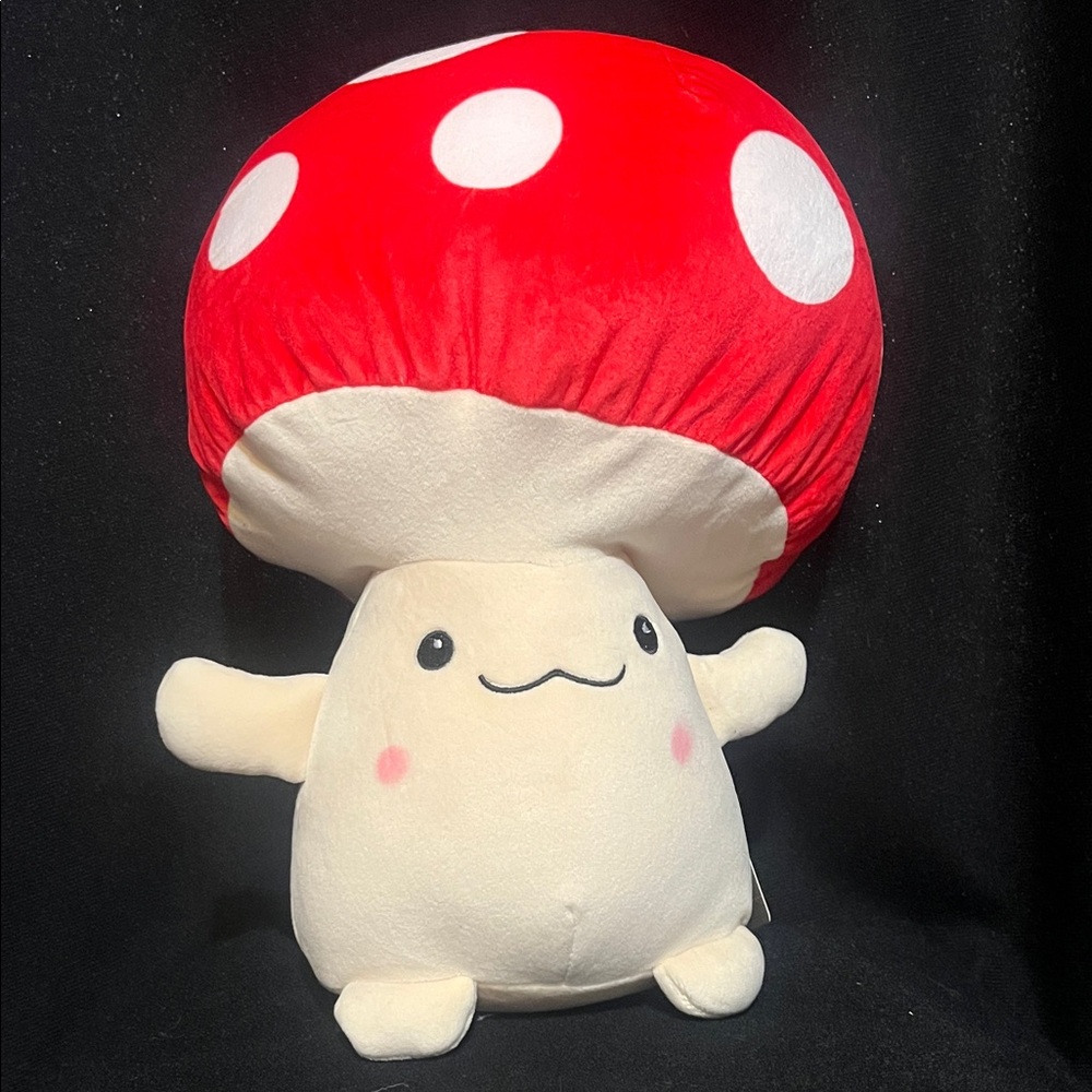 Plush Mushroom Stuffed Toy - Red & Cream Polka Dot Cap